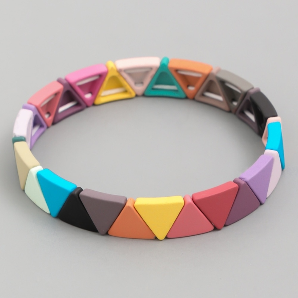 Rainbow Triangle Bead Stretch Bracelet